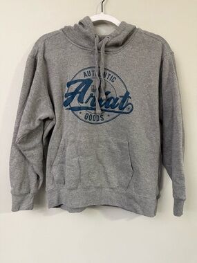 Ariat Heather Gray Pullover Hoodie with Blue Logo